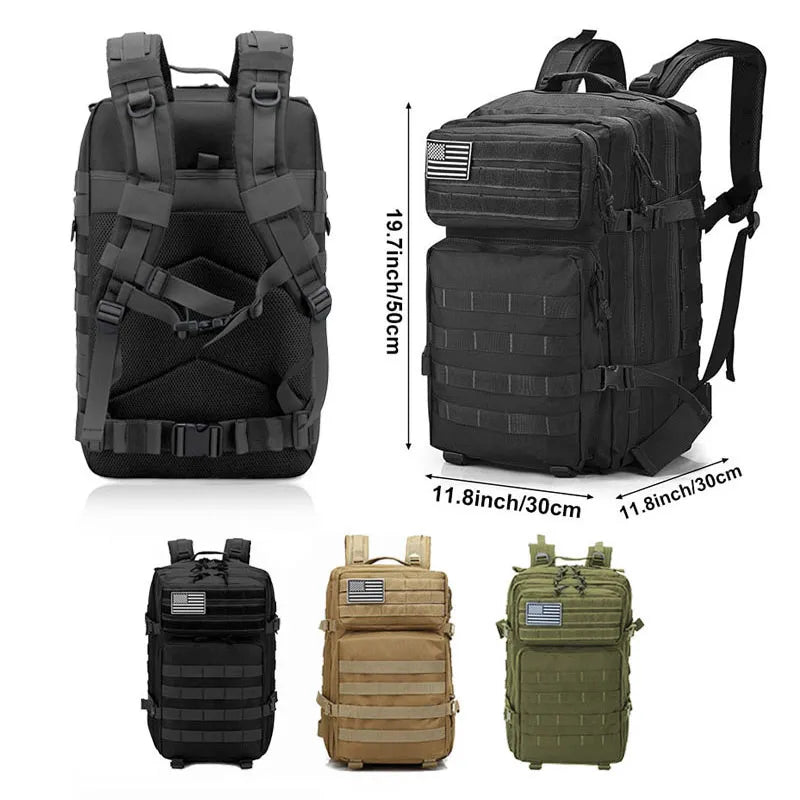 50l tactical backpack men's travel large capacity rucksacks men waterproof outdoor sports multi-functional bags